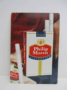 lot 261 image: Orig Vintage Metal Tin PHILIP MORRIS Cigarette Advertising Sign