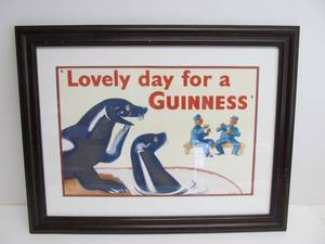 lot 262 image: Framed GUINESS Beer Poster Lovely Day For a Guiness