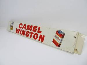 lot 267 image: Orig Vintage Metal Camel & Winston Door Push Advertising Sign