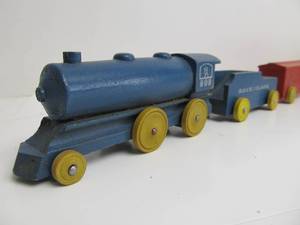 lot 314 image: Old Vintage Wooden Toy Train Set