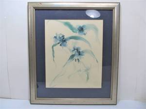 lot 256 image: Vintage Original Abstract Watercolor Flower Painting Signed