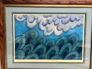 lot 349 image: Vintage Framed Signed Numbered Lithograph - Clouds & Hills