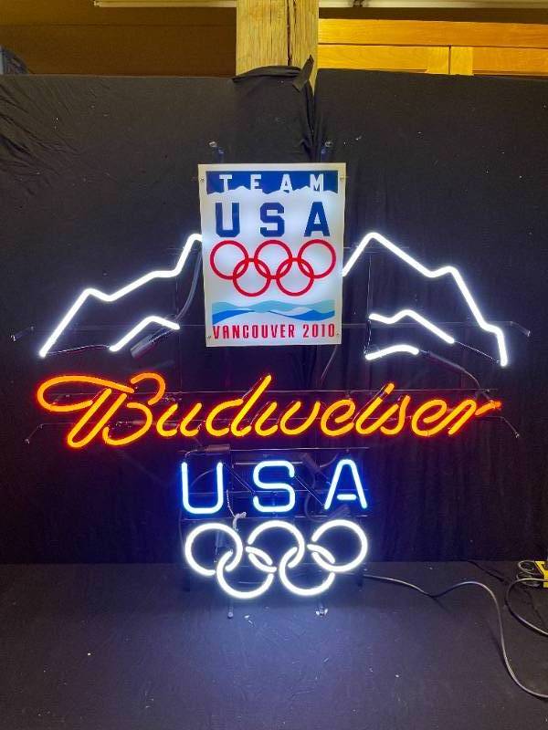 budweiser olympic neon sign