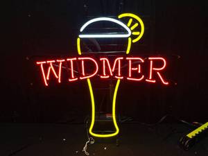 lot 5 image: Widmer neon Hefe glass, NIB