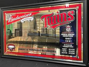lot 152 image: Budweiser Minnesota MN Twins mirror, World Series Champs, NIB