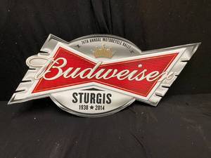 lot 12 image: Budweiser Sturgis 74th year tin tacker, NIB