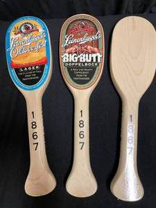 lot 142 image: Lot of 3 Leinies tap handles Big Butt Doppelbock, Octoberfest and blank