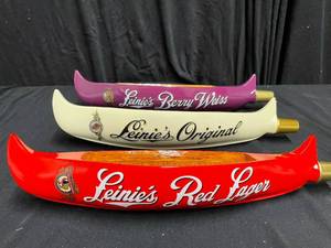 lot 155 image: Lot of 3 Leinenkugels canoe tap handles Red Lager, Original, and Berry Weiss, New