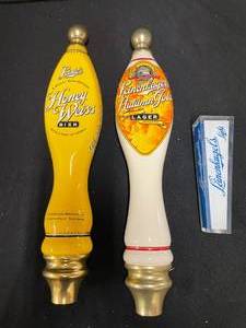 lot 159 image: Lot of 3 Leinies tap handles Leinenkugels Light, Honey Weiss Bier, and Autumn Gold Lager, NEW