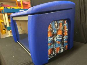 lot 17 image: Bud Light iSee brand cooler with rolling cart, NIB