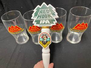 lot 172 image: Lot of 4 Red Hook pint glasses and Ballard Bitter IPA tap handle