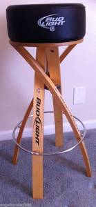 lot 65 image: Bud Light NHL bar stool with wood legs, NIB