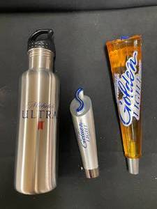 lot 184 image: Lot of 3, Michelob tap handles and water bottle, NIB