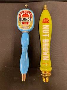 lot 112 image: Lot of 2 tap handles Blonde Ale and Nut Brown Spring Ale, New