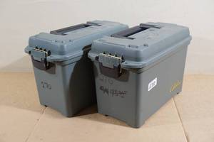 lot 43 image: 2 Cabelas Plastic Ammo Cans