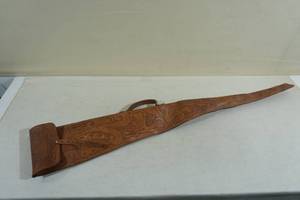 lot 44 image: Vintage Carved Leather Long Gun Sleeve