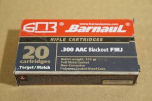 lot 63 image: 20 Barnaul .300 AAC Blackout 145 Gr FMJ Ammo