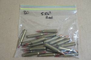 lot 67 image: 20 Reloaded 5.56mm Red Tip Ammo