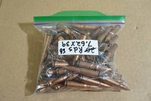 lot 81 image: 93 Military Surplus 7.62 x 39mm FMJ Ammo