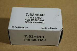 lot 84 image: 20 7.62 x 54R 148 Gr FMJ Ammo