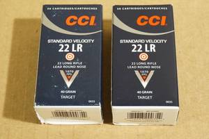 lot 95 image: 100 CCI .22 LR 40 Gr LRN Ammo
