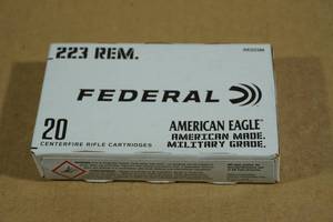 lot 111 image: 20 Federal American Eagle .223 Rem 55 Gr FMJ Ammo