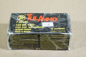 lot 114 image: 40 Tul Ammo 7.62 x 39mm 122 Gr FMJ Steel Case Ammo