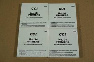 lot 120 image: 400 CCI No 34 Primers for 7.62mm Ammunition