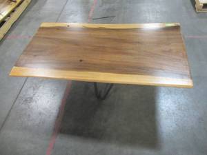 Solid Wood Live Edge Walnut Coffee Table With Metal Star Base  Approximate Dimensions 48 x 25 x 2 - Slight Scratch and Dent, Slight mold growth from sitting in warehouse (can be sandedremoved) NO RESERVE