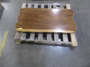 Solid Wood Live Edge Walnut Coffee Table. TOP ONLY  Approximate Dimensions 48 x 25 x 2 - Slight Scratch and Dent, CRACK ON SIDE (Needs RepairFilled). Slight mold growth from sitting in warehouse (can be sandedremoved) NO RESERVE