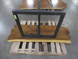 Solid Wood Live Edge Walnut Sofa Table  With 1 Large Metal T  Stand.  Approximate Dimensions 60 x 21 x 2.36 - Many Scratches and Dents, Slight mold growth from sitting in warehouse (can be sandedremoved) NO RESERVE