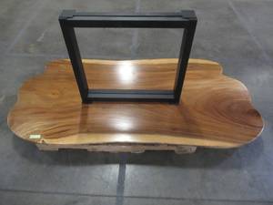 Solid Wood Live Edge Walnut Dining Table With 2 Large Metal Square Bases. Scratch And Dent. Approximate Dimensions 78 x 36 x 2 14 - Slight mold growth from sitting in warehouse (can be sandedremoved) NO RESERVE