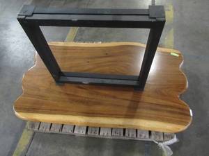 Solid Wood Live Edge Walnut Dining Table With 2 Large Metal Square Bases. Scratch And Dent. Approximate Dimensions 60 x 36 x 2 14 - Slight mold growth from sitting in warehouse (can be sandedremoved) NO RESERVE
