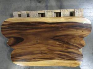 Solid Wood Live Edge Walnut Dining Table With 2 Large Metal Square Bases. Scratch And Dent. Approximate Dimensions 60 x 36 x 2 14 - Slight mold growth from sitting in warehouse (can be sandedremoved) NO RESERVE