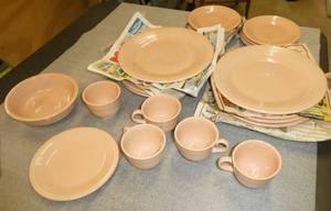 Large FiestaWare lot - 10 dinner plates, 6 cups, 10 saucers, 1 bowl