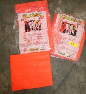 Two Size XL rain suit - Bibs, Jacket and hood - same style as item 38 - bright orange hi-vis