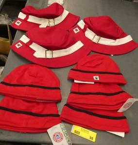 Five new stocking hats and 3 bucket hats, kids size