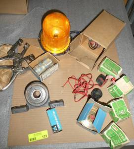 Misc old stock, seafety light, bearing, solenoid coils, gas valve