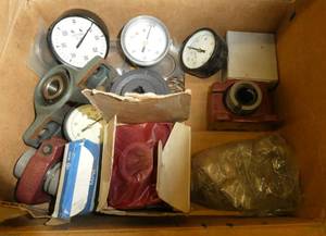 Old stock pressure gauges, 3 Thomson PB12bearings, dodge bearing