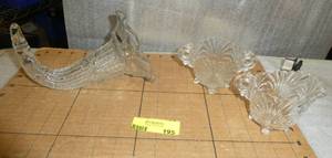 Vintage glass cornucopia and sugar and creamer - all are free of any damage