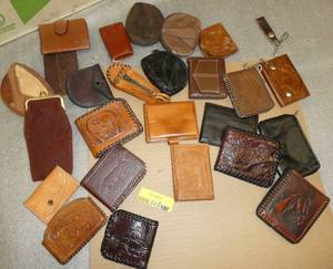 Large lot of vintage leather wallets, coin and key cases