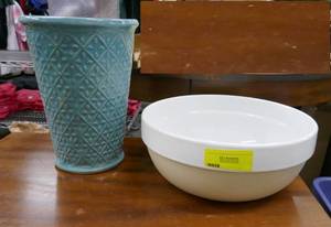 Two New pieces of pottery - vase 8x11 and serving bowl