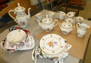Bavarian Coffee and Tea set - 10 cups, 9 saucers, 8 plates, creamer and sugar