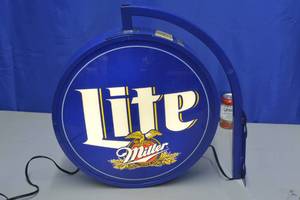 lot 2 image: Miller lite double sided lighted hanging sign