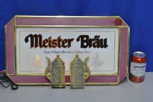lot 7 image: Mmeister Brau lighted sign 3-D beer mugs