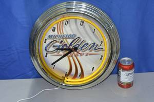 lot 12 image: Neon Michelop Golden Draft Wall clock