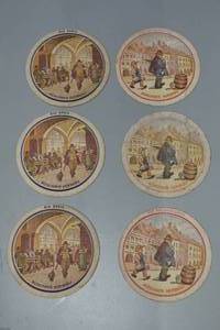 lot 20 image: 6 double sided Munchner HofBrau 3 Das Speis 3 Das Hofbruhaus beer coasters