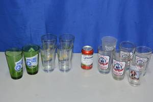 lot 43 image: Variety pack of glasses Corona Extra, Rolling Rocks, and Samuel Adams