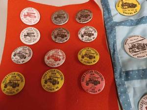 lot 15 image: Two Collections of Steam Threshing Show Buttons, 12 St. Stephen and 32 Rogers