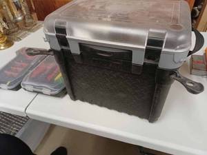 lot 21 image: Spider Plastic Tool Box with Strap and a Carrying Case of Automotive Wiring Hardware